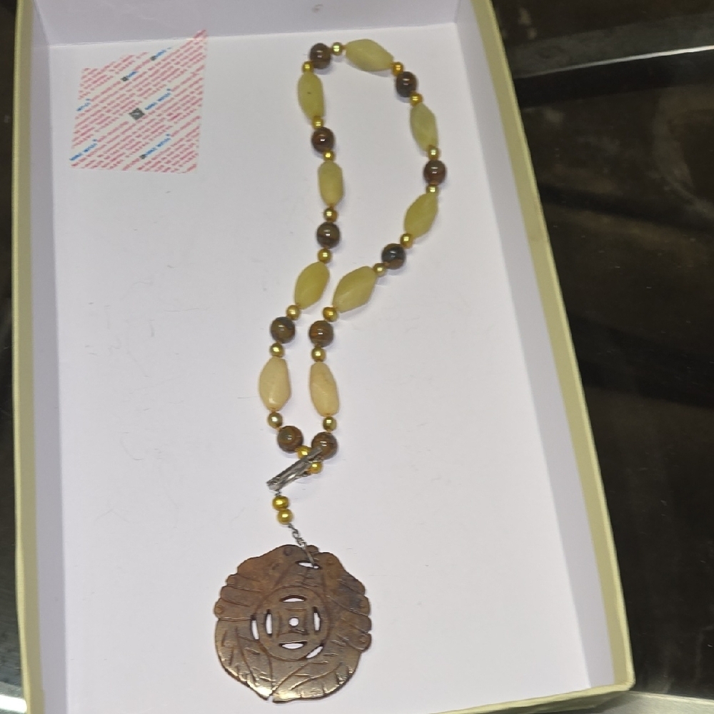 Elegant Yellow and Brown Beaded Necklace
